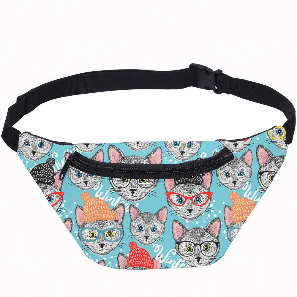 Cat Head Sports Waist Bag Running Belt Waist Pack Small Shoulder Bag Crossbody
