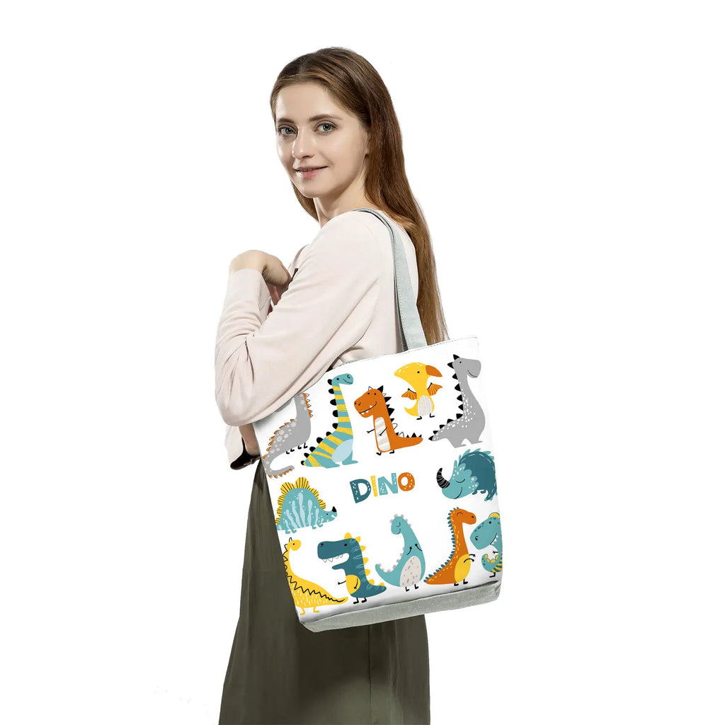 Cartoon Dinosaur Handbags Eco-Friendly High Capacity Shoulder Bag