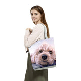 Cartoon Dog Print Handbag High Capacity Eco Travel Beach Bag
