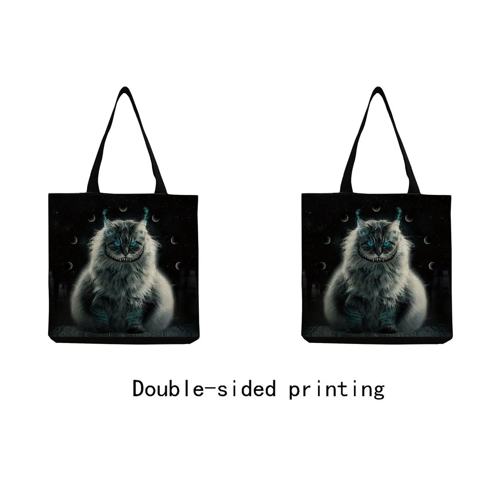 Cartoon Cat Print Beach Bag Eco Friendly Handbag