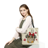 Cartoon Owl Print Tote Bag Eco Friendly Travel Handbag