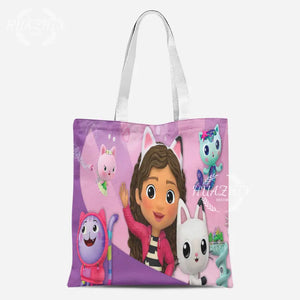 Cartoon Gabby's Dollhouse Shopping Tote Bag for Girls