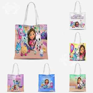 Cartoon Gabby's Dollhouse Shopping Tote Bag for Girls