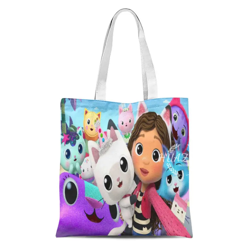 Cartoon Gabby's Dollhouse Shopping Tote Bag for Girls