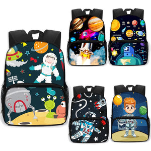 Cartoon Astronaut Spaceship Star School Backpack Children School Bags