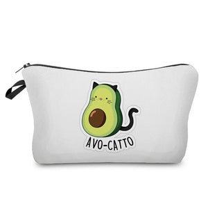 Cartoon Avocado Print Cosmetic Bag Fruit Makeup Storage Child Pencil Case