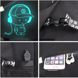 Boys School Backpack Luminous Animation USB Charge School Bags