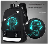 Boys School Backpack Luminous Animation USB Charge School Bags