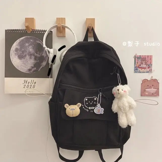 Sweet Girls Cartoon Backpacks Canvas School Bags Travel Packbag