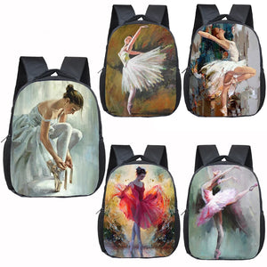 Cartoon Ballet Dancing Printing Backpack Children School Bags Dance Shoes