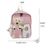 Cartoon Bear Canvas School Bags Kids Backpack for Girls Boys