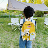 Cartoon Bear Canvas School Bags Kids Backpack for Girls Boys