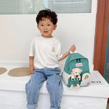 Cartoon Bear Canvas School Bags Kids Backpack for Girls Boys