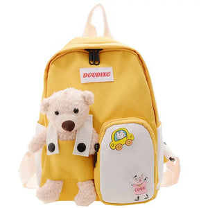 Cartoon Bear Canvas School Bags Kids Backpack for Girls Boys