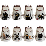 Cartoon Cat Print Backpack High Capacity Portable Women Backpack