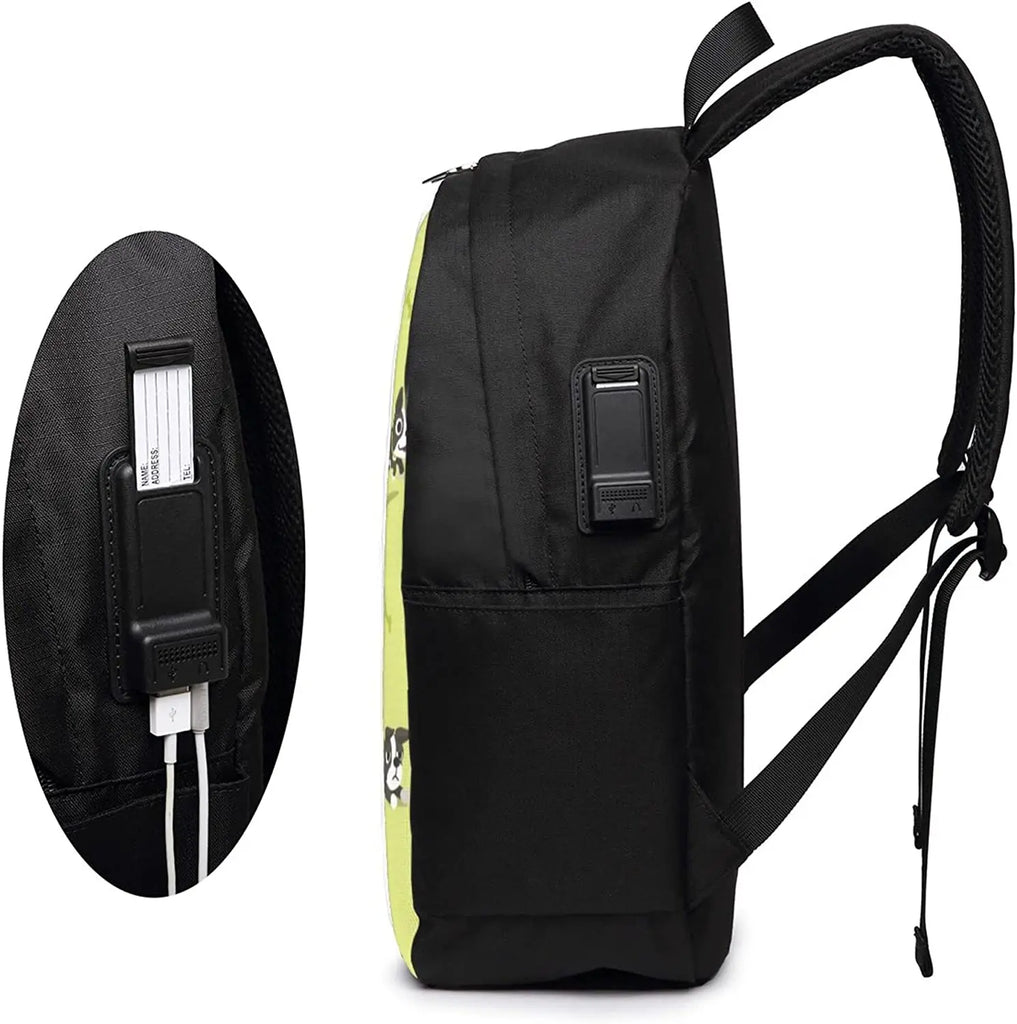 Boston Terrier Dog Backpack 17 Inch Laptop College Book Bag for Men and Women