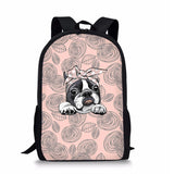 Bulldog Floral Girls School Bag Padded Back Stylish Satchel Birthday Gift