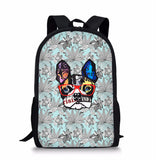 Bulldog Floral Girls School Bag Padded Back Stylish Satchel Birthday Gift