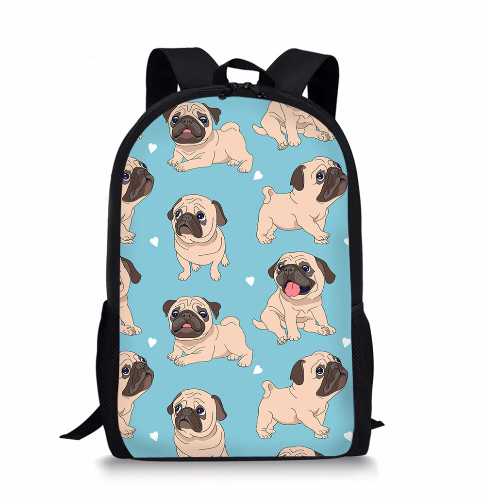 Bulldog Print School Bags High Waterproof Children's Backpack