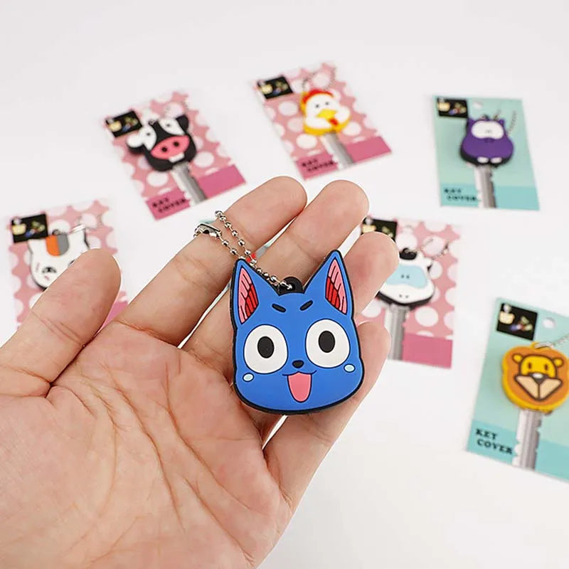 Cartoon Cat LED Key Cover Soft Silicone Protective Case Holder Key Chain
