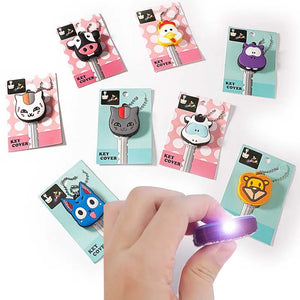 Cartoon Cat LED Key Cover Soft Silicone Protective Case Holder Key Chain