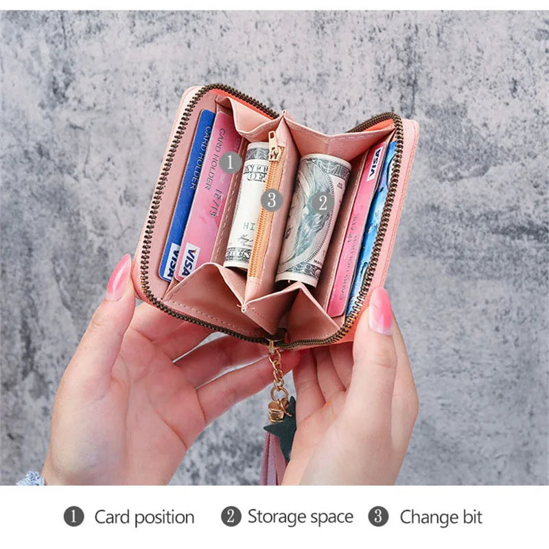 Cat Paws Tassel Student Female Purse Clutch Women Short Wallet