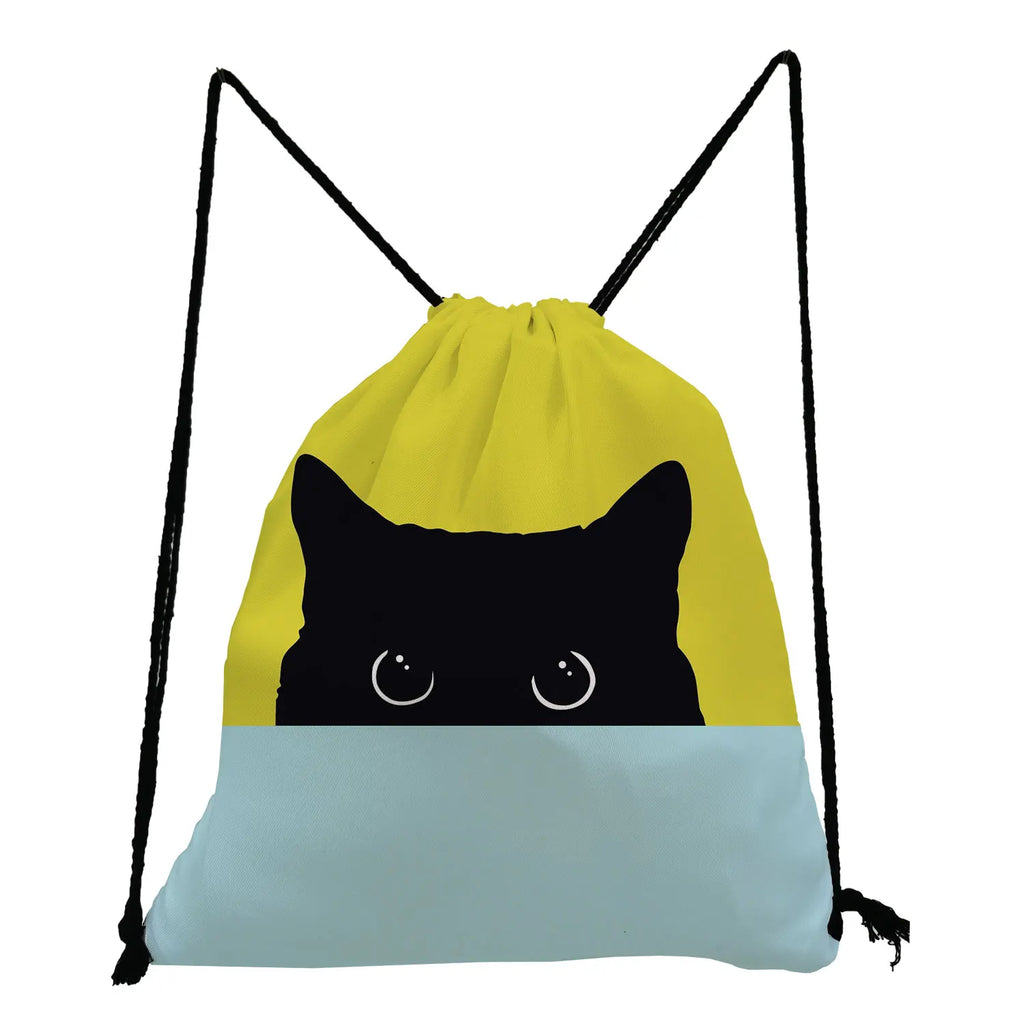 Cartoon Cat Drawstring Bag Unisex Shoulders Shop Backpack Big Capacity Soft Bag