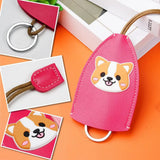 Cartoon Corgi Unisex Key Bag PU Leather Key Wallet Car Key Holder Case