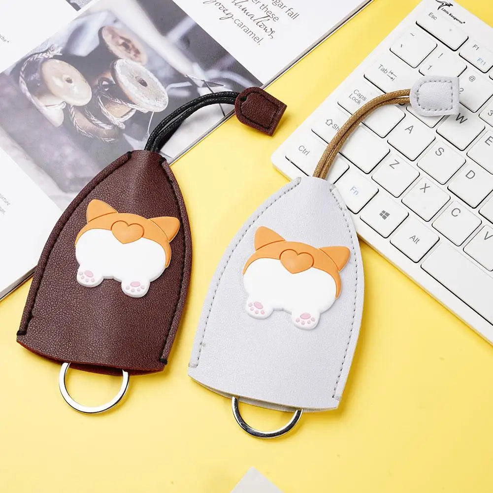 Cartoon Corgi Unisex Key Bag PU Leather Key Wallet Car Key Holder Case