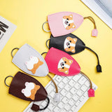 Cartoon Corgi Unisex Key Bag PU Leather Key Wallet Car Key Holder Case