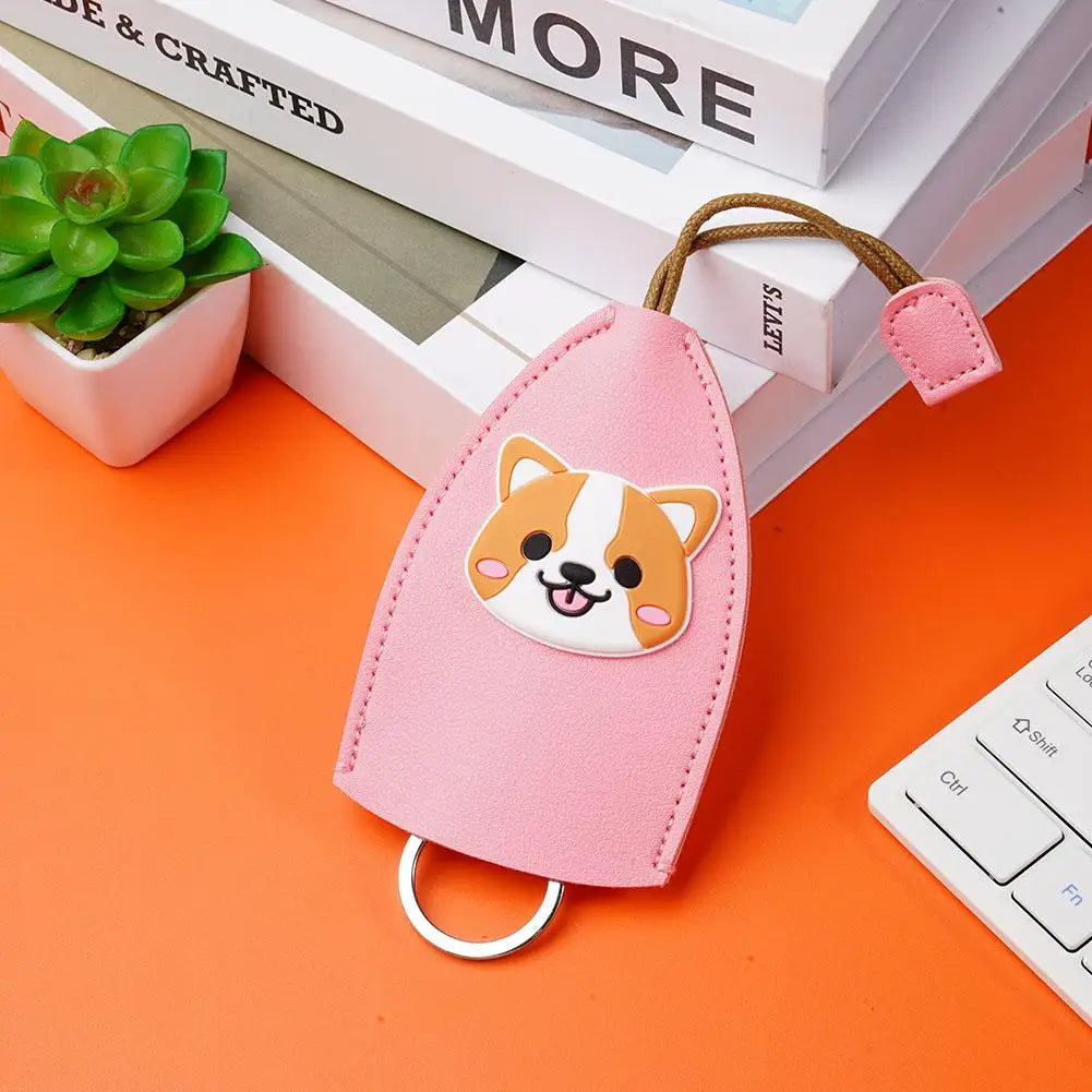 Cartoon Corgi Unisex Key Bag PU Leather Key Wallet Car Key Holder Case