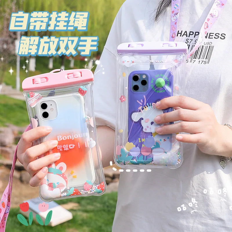Cartoon Phone Waterproof Bag Touch Screen Protective Cover for Drifting Swimming
