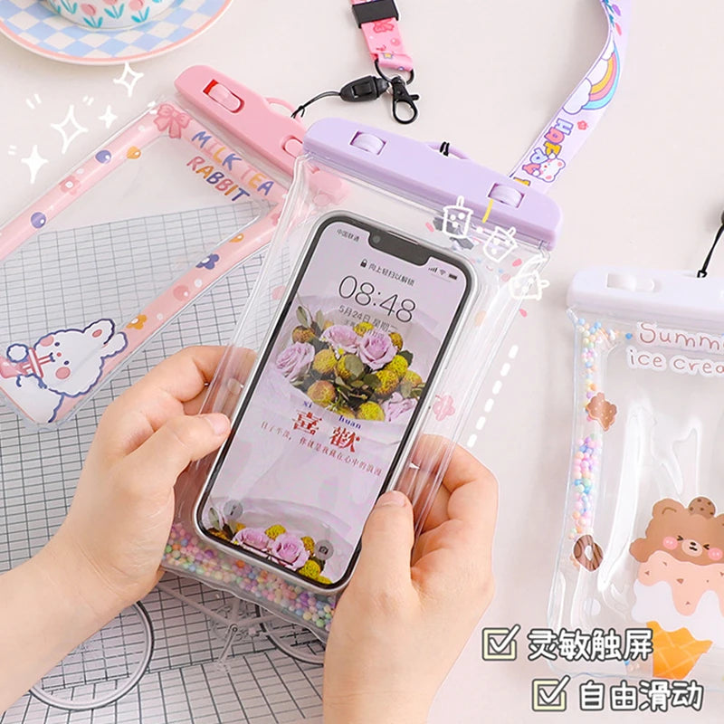 Cartoon Phone Waterproof Bag Touch Screen Protective Cover for Drifting Swimming