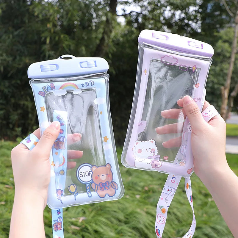 Cartoon Phone Waterproof Bag Touch Screen Protective Cover for Drifting Swimming