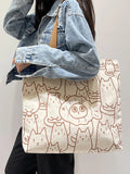 Cartoon Printing Canvas Shoulder Bag Women's Handbags Lady 40*6*35cm