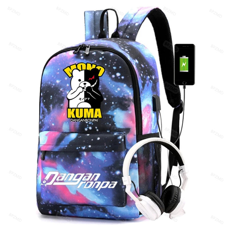 Danganronpa Pattern Backpack Boys Girls School Bags Rucksack
