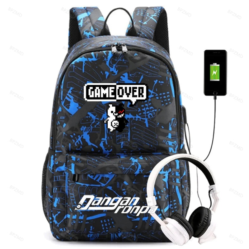 Danganronpa Pattern Backpack Boys Girls School Bags Rucksack