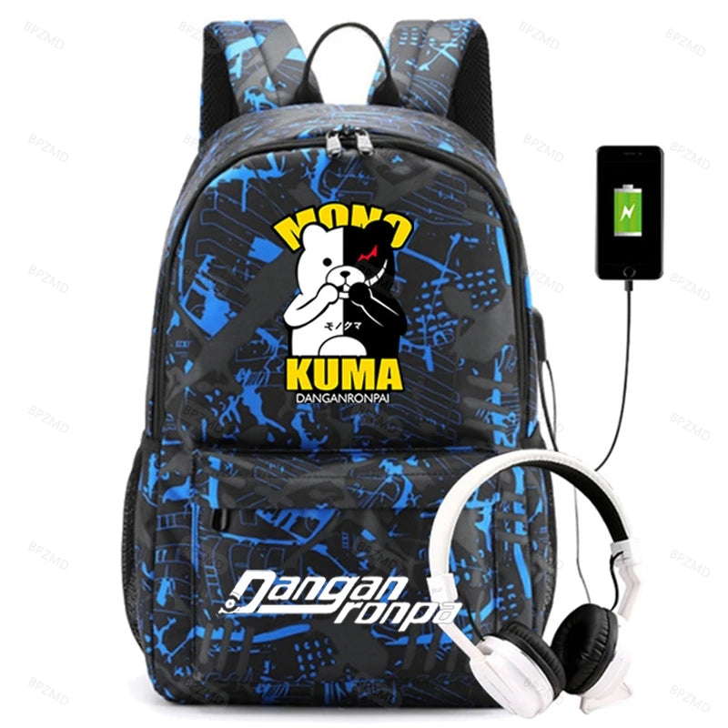 Danganronpa Pattern Backpack Boys Girls School Bags Rucksack