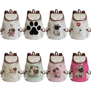 Cartoon Dog Paw Funny Women Backpack Drawstring Bags Linen Backpacks