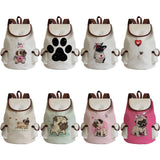Cartoon Dog Paw Funny Women Backpack Drawstring Bags Linen Backpacks