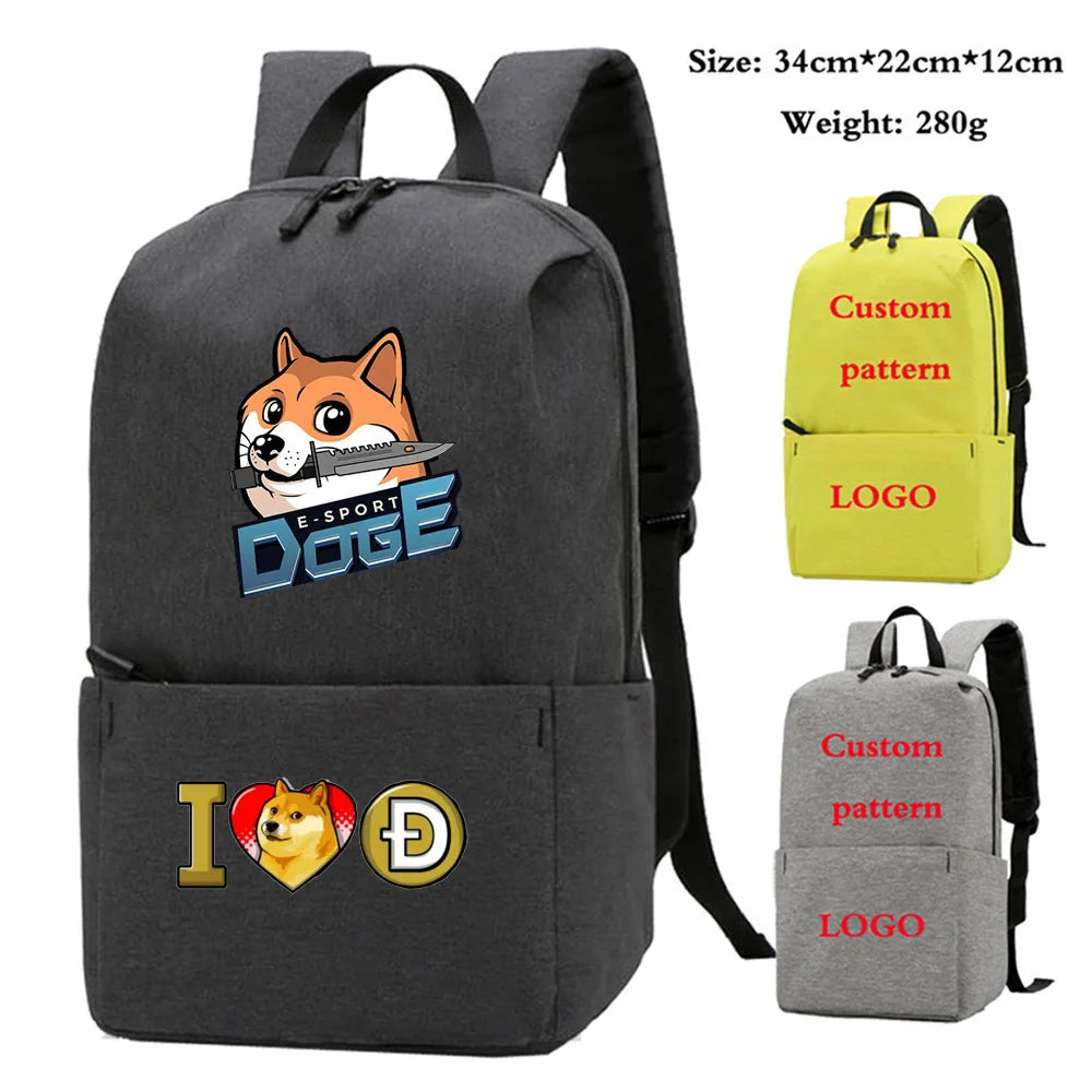 Cartoon Doges Backpack Kids Bag Laptop Bag Women Leisure Bag Knapsack