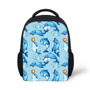 Cartoon Dolphin Print Small Children Schoolbag Boys Girls Mini School Bags