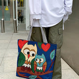 Cartoon Embroidered Print Canvas Bag Shoulder Straps for Men and Women