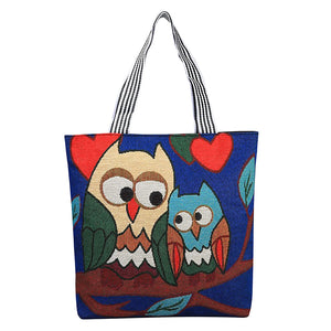 Cartoon Embroidered Print Canvas Bag Shoulder Straps for Men and Women