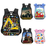 Cartoon Excavator Tractor Fire Truck Backpack for Kids