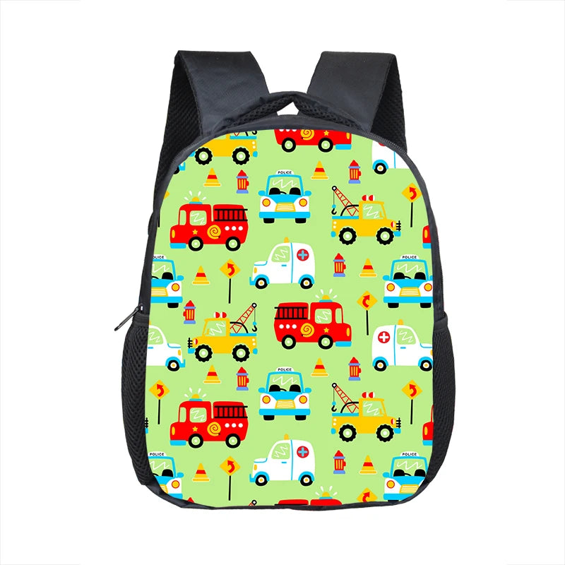 Cartoon Firetruck Excavator Tractor Backpack for Kids