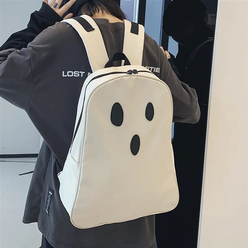 Cartoon Ghost School Bag Waterproof Nylon Backpack Male Female Bag