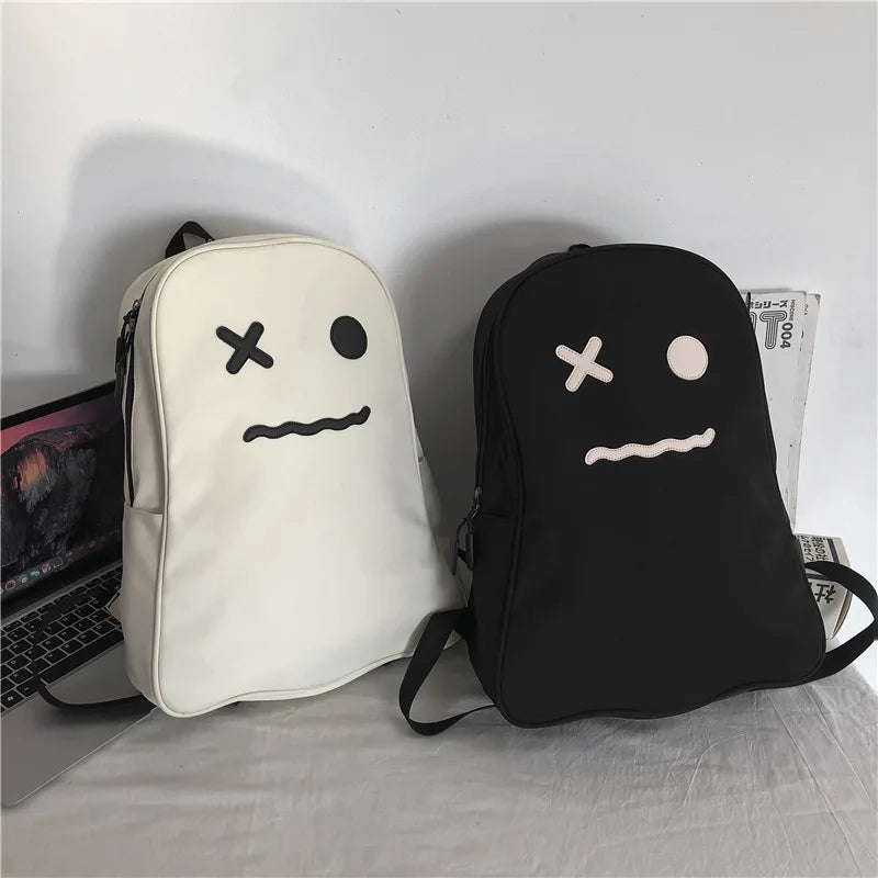 Cartoon Ghost School Bag Waterproof Nylon Backpack Male Female Bag