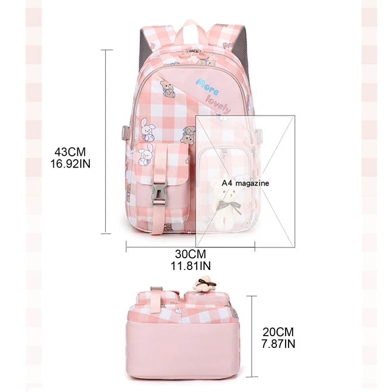 Cartoon Girl School Backpack Large Capacity Waterproof Nylon Station