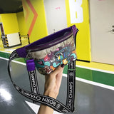 Cartoon Graffiti PU Leather Waist Bag for Women Hip Hop Fanny Pack